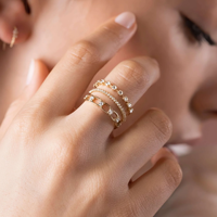 Bijoux occidentaux Fashion Délicat S925 Pure Silver Circle Chain Linked Eternity Band Ring