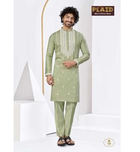 Kurta bordada de moda en seda suave para hombres diseñada para funciones tradicionales - Product Image 2