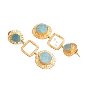 ต่างหูแฟชั่นทองเหลืองแท้ คริสตัลบำบัด งานโบราณ ดีไซน์เฉพาะตัว คุณภาพส่งออก จำนวนมาก - Product Image 3