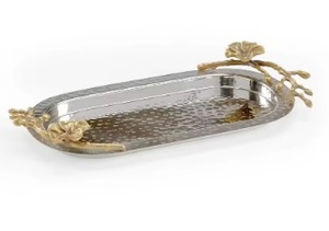 Bandeja de fruta de hoja rectangular brillante hecha de aluminio duradero para decoración del hogar y servir frutas - Product Image 4