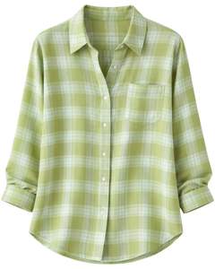 Chemise boutonnée surdimensionnée à carreaux pour femme, vert clair, manches longues, tunique décontractée en flanelle à carreaux, douce, automne-hiver, vente en gros - Product Image 1