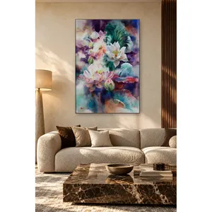 ภาพพิมพ์บนผ้าใบลายดอกบัวสีชมพูและสีขาวของฟิดา - Product Image 4