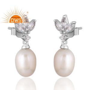 ขายดีล่าสุด925เงินสเตอร์ลิงธรรมชาติ CZ และไข่มุกต่างหูแบบห้อยอัญมณีเครื่องประดับที่กำหนดเองสำหรับผู้หญิงของขวัญสำหรับผู้หญิงสำหรับเธอ - Product Image 3