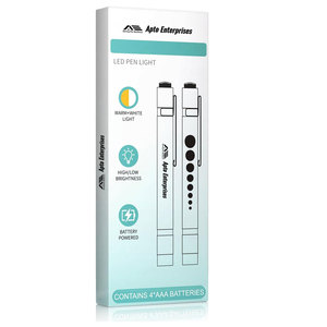 Lampe stylo noire pour infirmières lampe stylo LED médicale avec interrupteur à un bouton pour jauge de pupille de lumière blanche et chaude et règle de 5cm - Product Image 6