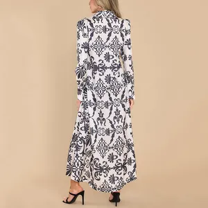 Vestido de marfil encantador de manga larga para mujer, falda informal, Floral, Midi, elegante, superventas, 2023