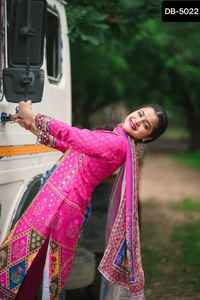 Maslin ethnique indien avec motif d'impression numérique avec travail en miroir réel et bordure en dentelle Coddi Kurtis Pent et ensemble Dupatta - Product Image 4