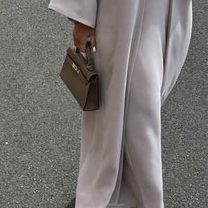 Luxueux dubaï Abaya ouvert épars perlé soie Anti-rides musulman robe complète haute qualité personnalisé modestie printemps automne - Product Image 5