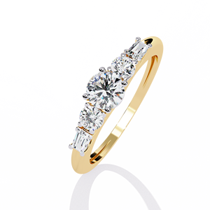 แหวนหมั้นเพชรเพาะเลี้ยงระดับพรีเมียม 0.75 กะรัต ประดับห้าเม็ด ทองคำ รับรองโดย IGI เครื่องประดับหรูหราสำหรับผู้หญิง สไตล์โมเดิร์น - Product Image 2