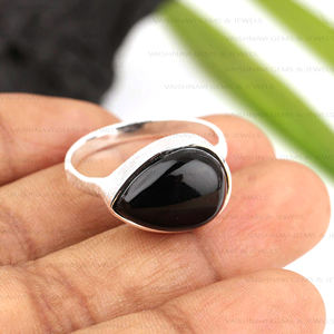 Anillo de piedras preciosas de ónix negro Natural de diseño clásico, 10x14mm, forma de pera, Plata de Ley 925, joyería fina Bohemia hecha a mano para mujer - Product Image 6