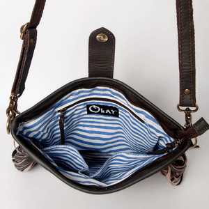 กระเป๋าหนังวัวแท้สไตล์โบฮีเมียนสำหรับฤดูใบไม้ร่วง พร้อมพู่ห้อย ซิป สะพายข้าง  รักษ์โลก  สีสั่งทำได้ ราคาขายส่ง - Product Image 5