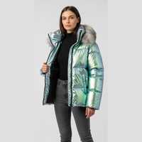 Veste matelassée réversible pour femme, automne/hiver, en polyester/nylon teint, imperméable, respirante, écologique, effet laine brillante