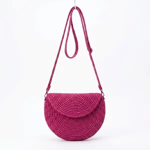 Bolso Bandolera de Media Luna con Cuentas, Azul, Hecho a Mano, con Cierre de Solapa, para Uso Diario Informal - Product Image 2