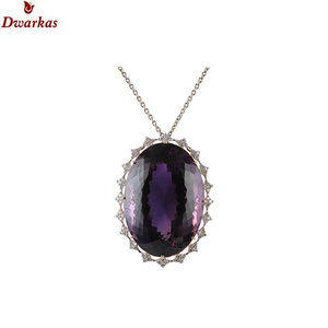 Wholesale fashion 925 sterling silver natural <b>amethyst</b> multi CZ gemstone <b>pendant</b> for women party occasions - Product Image 2