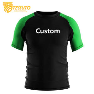 Custom Logo High Quality Wholesale Plain Jiu Jitsu Fitness <b>Swim</b> <b>Shirts</b> Printed short Sleeve MMA Men Bjj Rash Guard for Boys - Product Image 5