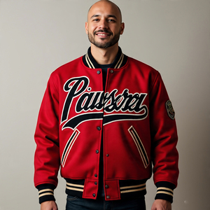 Chaqueta Varsity de Lana 100% para Hombre, Estilo Vintage, Personalizada OEM, Cuello Redondo, Ecológica, Resistente al Viento - Product Image 1