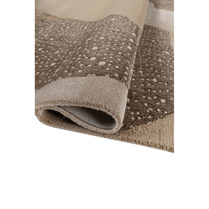 พรมขนสัตว์ผสมไหมไผ่ถักมือสีเบจน้ำตาลลายเส้นนามธรรมรูปทรงสี่เหลี่ยมผืนผ้าสำหรับตกแต่งบ้าน - Product Image 2