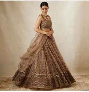 Designer Soft Net Sequence Lehenga Choli Dupatta Vêtements indiens et pakistanais pour femmes avec impression numérique en stock pour adultes - Product Image 2