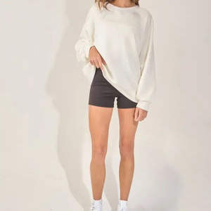 Sudadera con capucha informal con bordado frontal de punto liso de invierno con logotipo personalizado, sudadera en blanco de estilo suelto para mujer de talla grande - Product Image 6