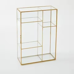 Moderno Organizador de Joyas con Marco Metálico y 3 Compartimentos, Diseño Innovador para Decoración del Hogar, Caja de Cosméticos de Escritorio - Product Image 1