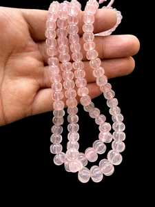 Cuentas de calabaza de melón de cuarzo rosa, hebra de piedras preciosas naturales lisas para collar, pulsera, fabricación de joyas, venta al por mayor, India, stock listo - Product Image 6