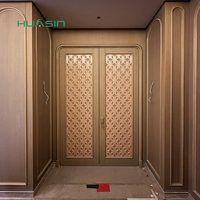 Porte intérieure battante moderne en bois massif, design personnalisé Huasin, pour villa, hôtel, chambre.