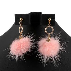 Women's <b>Fur</b> Earrings - Pink - Product Image 1