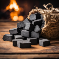 Charbon de coco naturel de haute qualité, briquettes noires pour barbecue et grillades, faible fumée et combustion de 8 à 9 heures