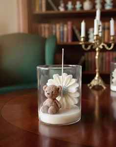 Teddy <b>Shaped</b> Glass <b>Candle</b> Baby Shower Aromatherapy Scented Glass <b>Candle</b> Custom Label Birthday return gift <b>Candle</b> Customized Box - Product Image 3