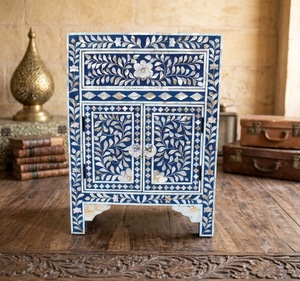 Artisanat naturel fait main, incrustation flexible en nacre bleue, mosaïque florale pour armoire, forme rectangulaire, décoration d'intérieur chinoise - Product Image 1