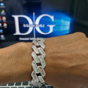 18mm Luxury VVS Brilliant Cut Lab Grown Diamond 925 Sterling <b>Silver</b> Cuban Link <b>Chain</b> <b>Bracelet</b> Hip Hop Style Party Fully Iced New - Product Image 3