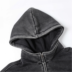 Custom Men <b>hoodies</b> High Street Vintage <b>Hoodie</b> Jacket <b>Fleece</b> Lining Vintage Washed Heavy Weight Zip Up <b>Hoodies</b> Men 2026 - Product Image 2