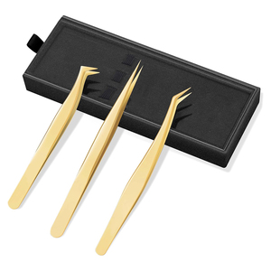 ชุดแหนบขนตา3ชิ้นสีทองชุดแหนบสำหรับดูแลขนตา - Product Image 1