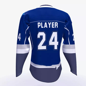 Vente en gros OEM, uniforme maillot de hockey sur glace pour jeune col en V respirant, polyester, nom cousu, vêtements d'équipe sportifs à rayures sublimées - Product Image 5