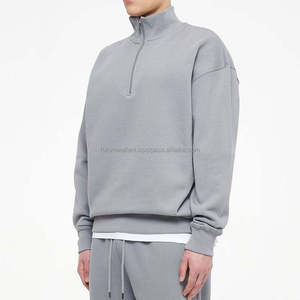 Sudadera de servicio OEM con cuello levantado, ajuste holgado, media cremallera, jersey liso en blanco, sudadera para hombre, sudaderas con capucha cómodas para hombre - Product Image 3