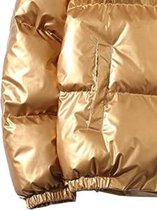 Chaqueta Acolchada Impermeable y Transpirable de Color Dorado con Estampado Puff, Estilo Hip Hop, Talla Grande - Product Image 3