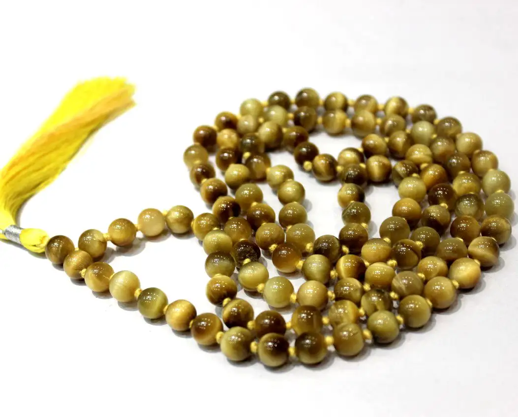 Gema árabe Natural, Color amarillo y ámbar, Ojo de Gato, 99 cuentas de oración, islámico, Tesbih, Tasbih, Rosario, Misbaha