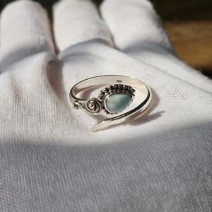 Larimar Silver Snake Anillo ajustable Joyería de plata ligera Bodas Fiestas Experto Ajuste Tecnología Venta al por mayor disponible - Product Image 2