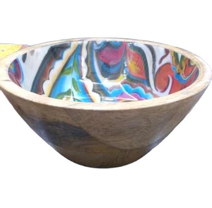 Cuenco de madera hecho a mano para restaurantes y utensilios de cocina personalizables más vendidos con esmalte impreso para uso doméstico y en restaurantes - Product Image 2