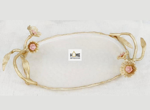 Plateaux décoratifs de luxe en métal blanc et or pour Fruits et chocolat - Product Image 6