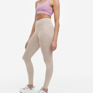 Ensemble de vêtements de sport de yoga en spandex/nylon solide personnalisé en 2 pièces - Pantalon respirant et anti-transpiration à taille haute - Product Image 2