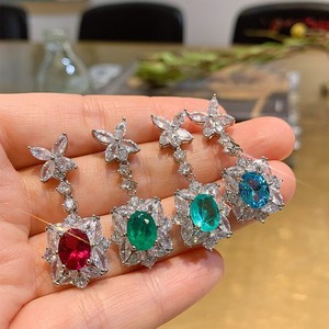 Luxury 18K Gold Drop <b>Earrings</b> VVS Moissanite Marquise Cut Blue Diamond <b>Pearl</b> 925 <b>Sterling</b> <b>Silver</b> for Women Wedding Party Gifts - Product Image 5