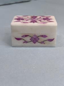 Boîte à bijoux en marbre violet en gros | Rangement d'incrustation de luxe fait à la main pour bagues, boucles d'oreilles et accessoires | Souvenir décoratif - Product Image 5