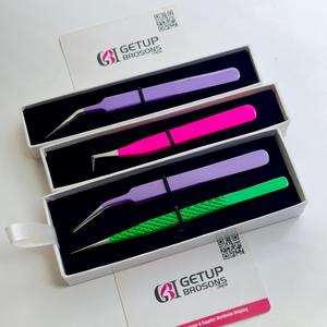 Pince à épiler pour extensions de cils GETUP BROSONS IMPEX droite/90°/isolation, revêtement en poudre coloré, avec votre propre logo personnalisé, outil de beauté - Product Image 6