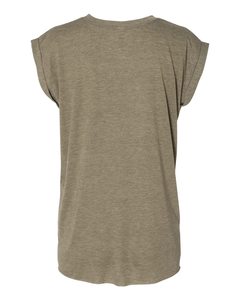 T-shirt pour femme Bella + Canvas Flowy Muscle avec poignets roulés 8804 Xs-4XL Olive Flowy Roulé Manchettes Muscle Tee - Product Image 2