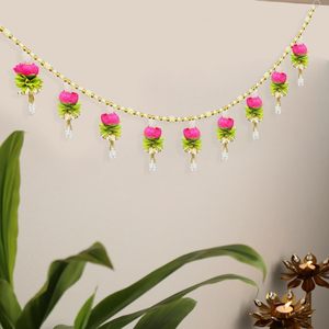 Tentures de porte traditionnelles avec fleur rose et perles pour les mariages, les festivals et la décoration de la maison - Product Image 5