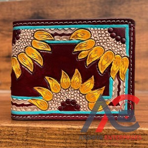 กระเป๋าสตางค์ผู้ชายหนังวัวแท้แบบบางกระเป๋าสตางค์อเนกประสงค์แบบพับสองทบหนังวัวแท้ - Product Image 1