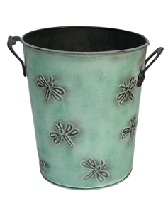 Jardinière en métal gris écologique personnalisée avec décor de jardin en feuille conique à motif martelé-Technique de l'émail de couleur - Product Image 4