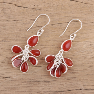 Vente d'usine de haute qualité 925 en argent Sterling rouge cornaline pierre précieuse crochet boucle d'oreille bijoux faits à la main août pierre de naissance cadeau article - Product Image 3