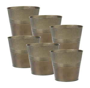 Soporte de maceta de pátina de metal redondo de estaño galvanizado de diseño superior para cubos de flores de decoración interior y exterior de granja - Product Image 1