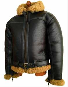 Veste pour homme en peau de mouton, bomber homme, aviateur RAF, noir, vintage, fourrure, veste en cuir shearling, prix raisonnable, logo personnalisé, OEM - Product Image 2